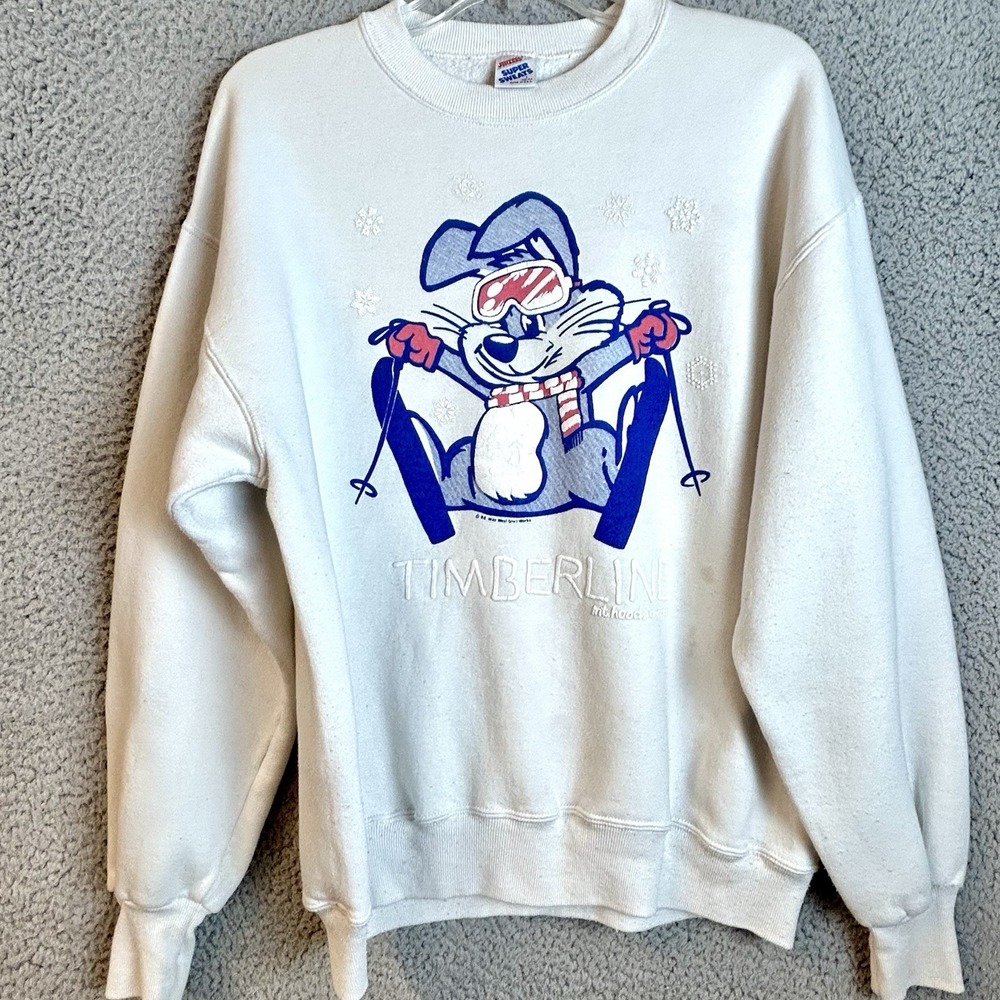 Vintage 80s Mt. Hood Oregon Ski Bunny Timberline Sweatshirt Size Large Jerzees